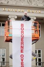 Tidligere forbundsformand for titusindvis af offentligt ansatte i FOA talte for at stække bankerne ved     Mellemfolkeligt Samvirkes demonstration ved Danske Bank på Kgs. Nytorv. Emma Sejersen/POLFOTO