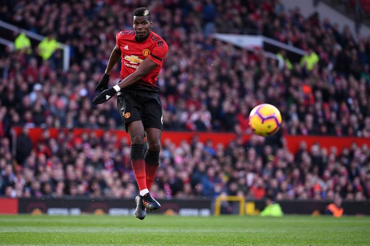 Paul Pogba spillede en god kamp mod Everton, hvor den franske spiller både scorede og leverede en assist til landsmanden Anthony Martial. Paul Ellis/Ritzau Scanpix