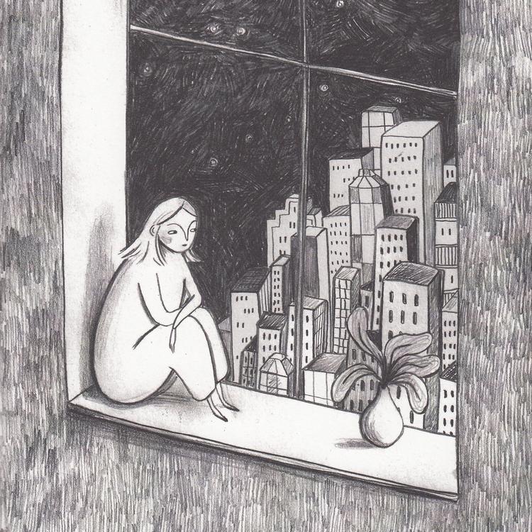 'Lonely Journey' handler om den 13-årige Anna, der er fanget i et socialt mellemrum mellem drømme og frygt.  Illustration:  Fra 'Lonely Journey'