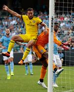 Niko Hansen i kamp for Columbus mod New York City FC tidligere i sæsonen. Andres Kudacki/AP