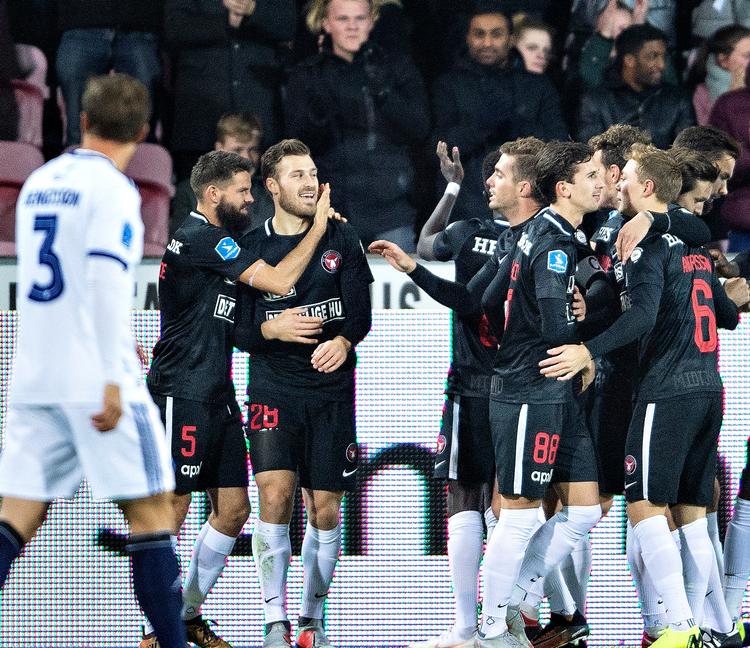 Efter 5 minutter scorede Erik Sviatchenko på et indlæg fra Jakob Poulsen. Henning Bagger/Ritzau Scanpix