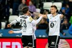 Efter 55 minutter udlignede Nicklas Bendtner (th.) til 1-1 i Rosenborgs pokalsemifinale. Hagen, Fredrik/Ritzau Scanpix