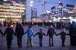 Da danske muslimer tog initiativ til en menneskekæde på Rådhuspladsen i København efter terrorangrebet på synagogen i Krystalgade, februar 2015. Sebastian Buur Gunvald/POLFOTO