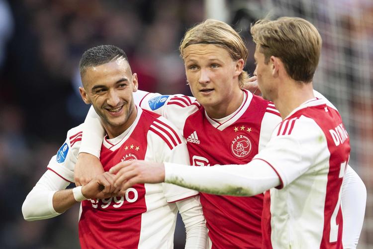 
    Kasper Dolberg startede festen da Ajax lørdag aften besejrede Willem II 2-0.Photo by Stanley GONTHA / ANP / AFP) / Netherlands OUT
   Stanley Gontha/Ritzau Scanpix