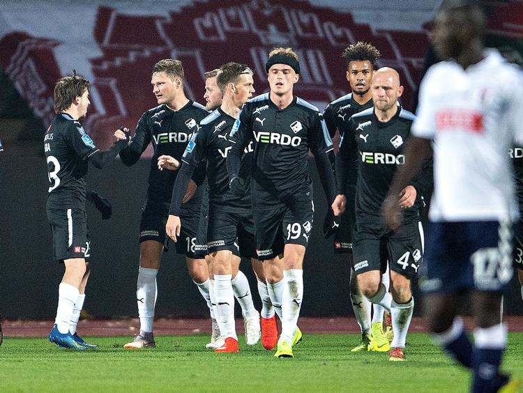 Der var jubel efter Benjamin Stokkes mål til 1-0. Henning Bagger/Ritzau Scanpix