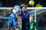 Der var mange hårde dueller i Esbjergs felt. Her er det hjemmeholdets Rodolph Austin og FC Midtjyllands Erik Sviatchenko, der kæmper om bolden i luften. John Randeris/Ritzau Scanpix