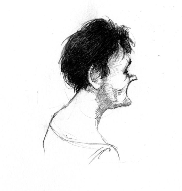 Britta Nielsen havde farvet sit hår sort, da hun mandag blev sat over for en dommer i Sydafrika. Tegning Roald Als