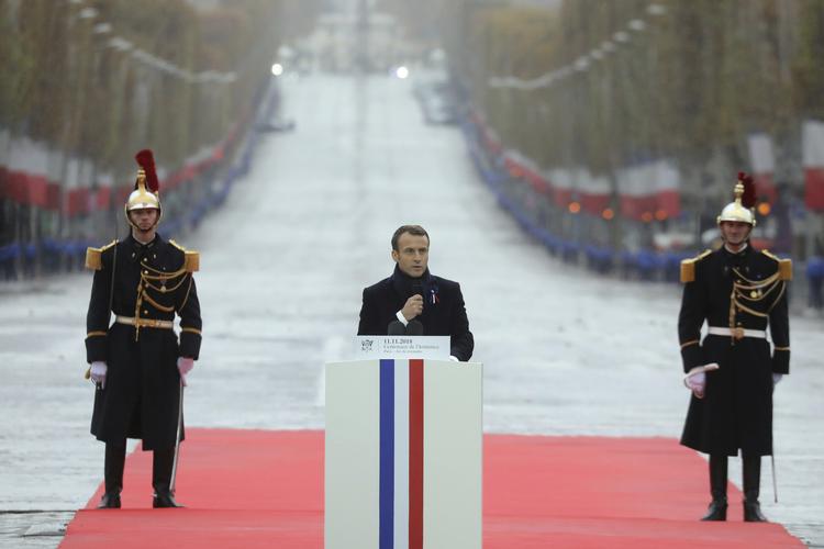 Emmanuel Macron advarer mod den voksende nationalisme. Ludovic Marin/AP