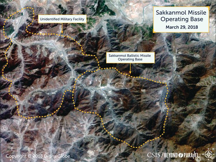 Nye satellitbilleder viser blandt andet Nordkoreas misilbase Sakkanmol fra oven. Foto: CSIS/Beyond Parallel/DigitalGlobe 2018 