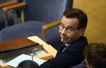 Moderaternas leder Ulf Kristersson tabte afstemningen om at blive statsminister. To af hans støttepartier i den borgerlige blok stemte imod ham. Pontus Lundahl/AP