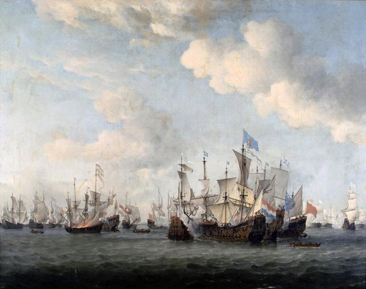 Her ses værket 'Søslaget ved Kijkduin mellem hollandske og franske skibe', der er malet af Willem van de Velde the Younger fra 1673. Billedet blev opkøbt af det jødiske brødrepar og solgt videre i 1941. Foto: Wikimedia Commons