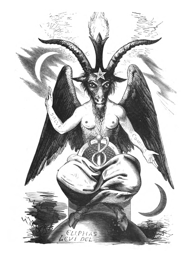 Siden 1856 er navnet Baphomet blevet associeret med gedefiguren tegnet af Eliphas Levi. (Foto: Wikimedia Commons) 