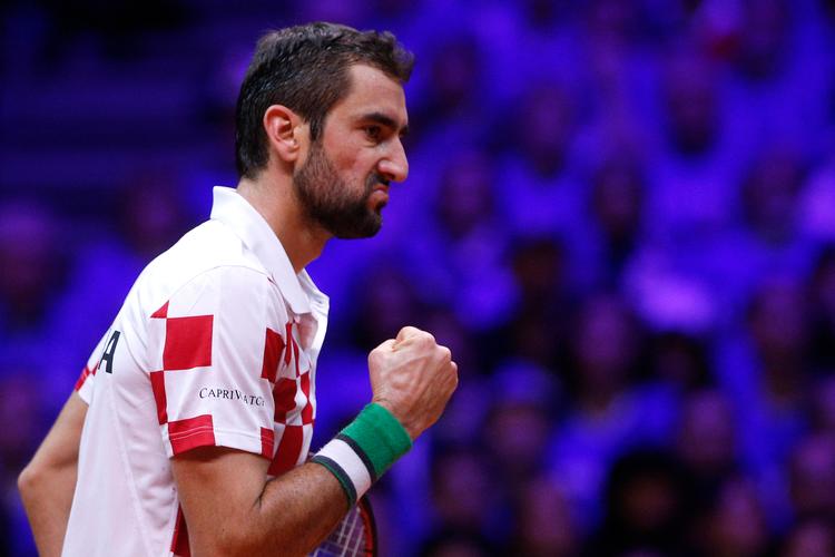 Kroatiens stærkeste navn på ATP Touren, Marin Cilic, kunne med to sejre i single sikre sin nation den anden Davis Cup-triumf. Foto: Thibault Camus/AP