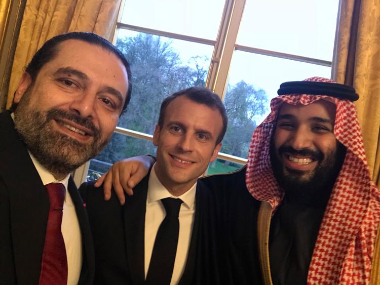 Tilbage i april var stemningen mere letsindet, da Macron mødtes med bin Salman i Paris. Foto: Saad Hariri/AP