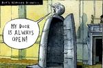 En lang række britiske satiretegnere og stand up-komikere insisterer på, at latteren og selvironien spiller en central rolle i briternes forsøg på at komme videre efter Brexit-afstemningen, som splittede befolkningen i to næsten lige store lejre. Illustration: Morten Morland/The Times 