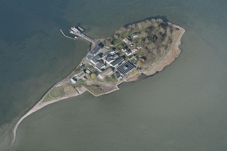 Øen Lindholm i Stege Bugt. Foto: Styrelsen for Dataforsyning og E/Ritzau Scanpix