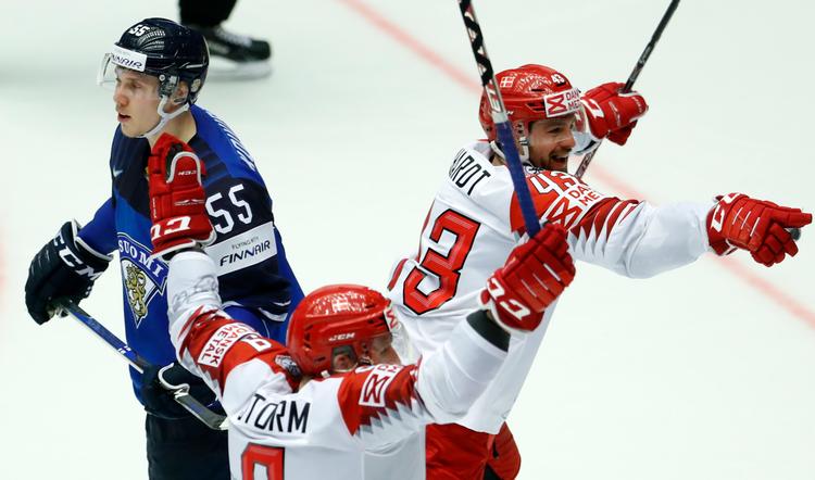 
    Nichlas Hardt blev matchvinder, da Danmark sensationelt slog Finland ved VM i ishockey. Foto: Petr David Josek/AP