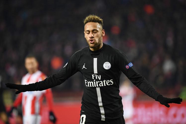 PSG-stjernen Neymar scorede tirsdag aften til 2-0 på Rajko-Mitic stadion i Beograd og sendte sit hold på vej til ottendedelsfinalerne i Champions League.    Foto: Franck Fife/Ritzau Scanpix