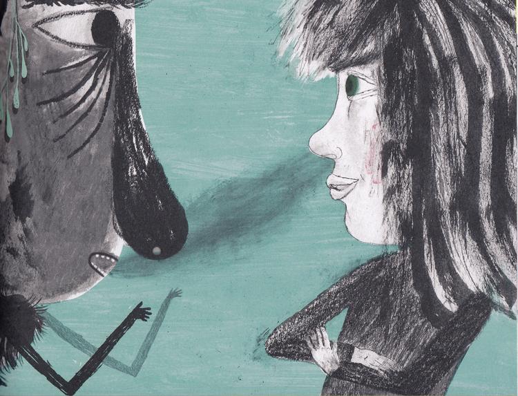 Tegneren Kamila Slocinska viser suverænt, hvordan en krapylsk historie skal skæres i 'Krapyl'. Foto: Illustration fra bogen 'Krapyl'