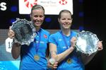 
   Kamilla Rytter Juhl og Christinna Padersen vandt i foråret All England som den første danske damedouble i 51 år. Foto: Rui Vieira/AP