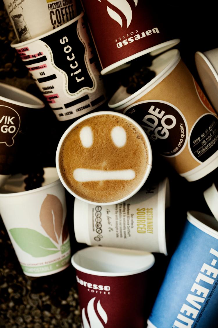 Danskerne bruger millionvis af engangsbægre til to-go kaffe.  Foto: Mie Brinkmann/POLFOTO