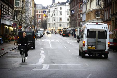 Nordre Frihavnsgade i dag. Vejindretningen er slet ikke tilpasset den moderne trafik med mange cyklende. Foto: Jens Dresling/POLFOTO
