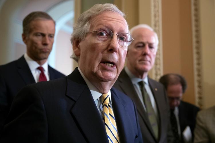 Republikanernes leder, Mitch McConnell, i Senatet udtrykker sig normalt meget diplomatisk om præsidenten, men han kalder Mattis afgang på grund af uenigheder med Trump for rystende. Foto: J. Scott Applewhite/AP