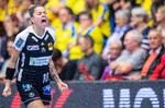 Sejrsjubel fra Jessica Quintino, da Odense leverede et vanvittigt comeback ved Final-4 i Esbjerg. Foto: John Randeris/Ritzau Scanpix