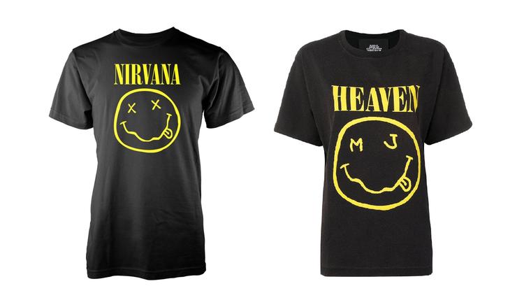 Til venstre ses den originale Nirvana-t-shirt. Til højre Marc Jacobs' udgave. Foto: Pr-foto / Marc Jacobs