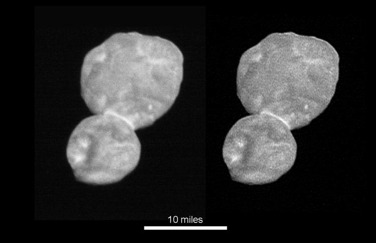 Ultima Thule er dækket af is og består i virkeligheden af to runde sfærer, den ene tre gange større end den anden, der over millioner af år er smeltet sammen, lyder det fra Nasa.
     Foto: /AP