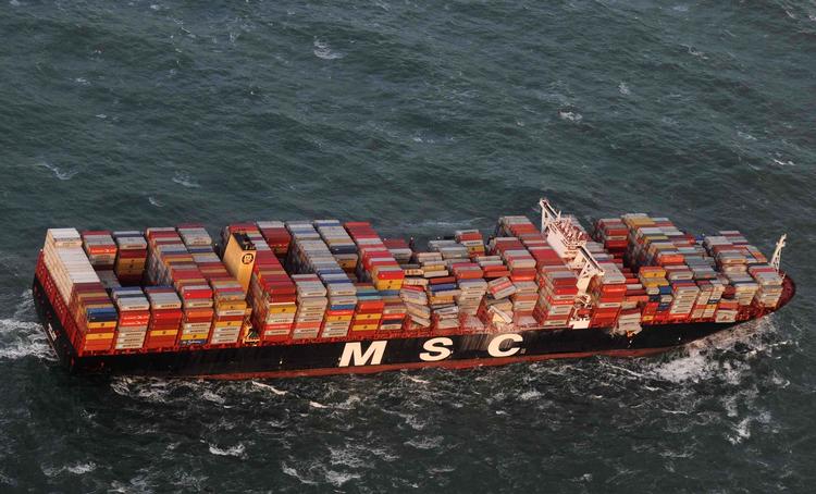 'MSC Zoe' er et af verdens største containerskibe.  Foto: -/Ritzau Scanpix