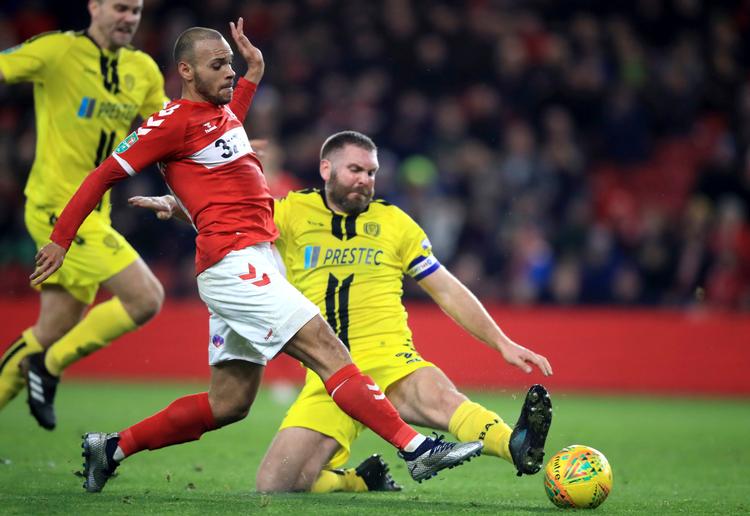 
Martin Brathwaite, her i Middlesbrough-trøjen, skal nu en tur til spansk fodbold.
   Foto: Owen Humphreys/AP