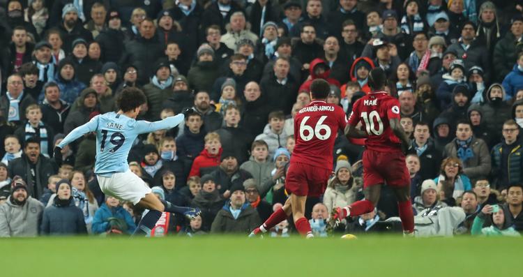 Leroy Sane hamrede 2-1-målet ind eftr et kontraangreb.  Foto: Jon Super/AP