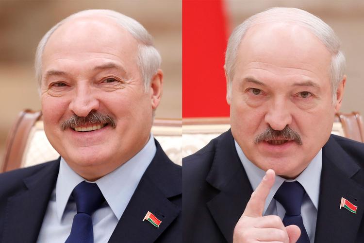 Aleksandr Lukasjenko  vil gerne fremstå som Hvideruslands rare landsfader, men over for sine modstandere er han skånselsløs. Begge billeder er fra et pressemøde i december sidste år. Foto: Vasily Fedosenko og 