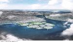 De ni nye øer kommer til at ligge syd for det eksisterende erhvervsområde Avedøre Holme. 
   Illustration Urban Power for Københavns Kommune