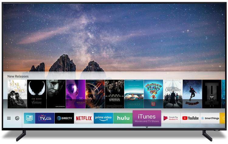 Fra om få uger vil du kunne logge ind på iTunes og se dine indkøbte film og tv-serier på Samsungs Smart TV-skærme. App'en er efter sigende også på vej til tv fra andre mærker sammen med den trådløse teknologi AirPlay 2. Foto: Samsung