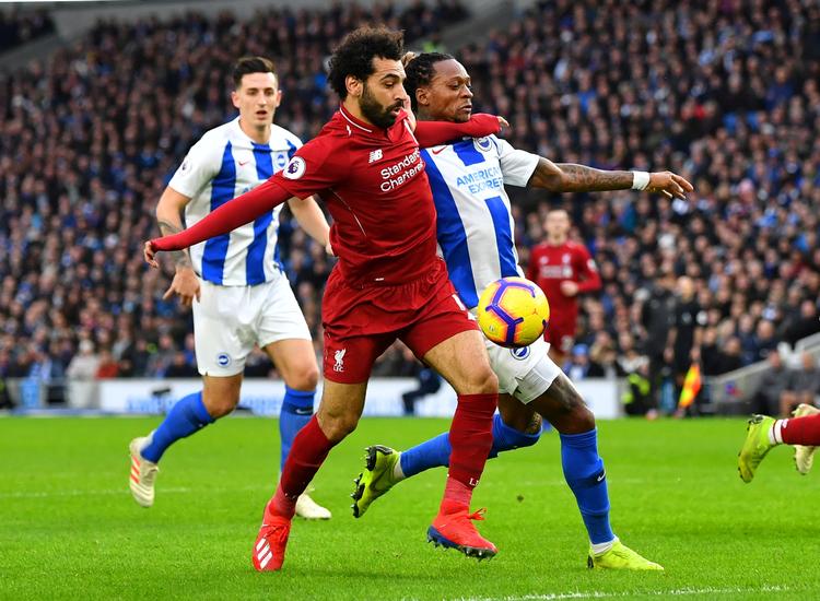 Egyptiske Mohamed Salah blev igen matchvinder for Liverpool, da Premier Leagues tophold lørdag mødte Brighton på udebane.
   Foto: Dylan Martinez/Ritzau Scanpix