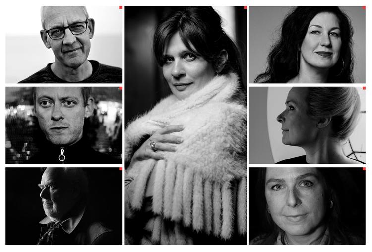 De syv nominerede  til Politikens Litteraturpris 2018. Fra venstre: Christian Yde Frostholm, Birgithe Kosovic, Lone Hørslev, Theis Ørntoft, Helle Helle, Jens Smærup Sørensen og Malene Sølvsten.  Foto: Arkivfotos