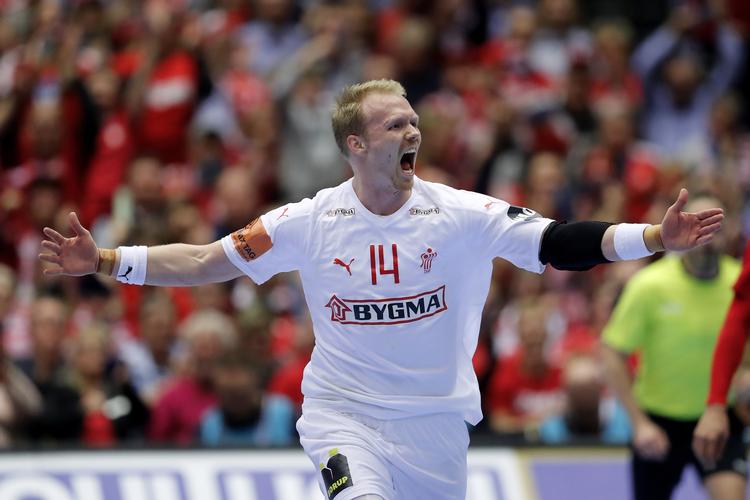 Danmarks  Anders Zachariassen efter en scoring.
   Foto: Jens Dresling/POLFOTO