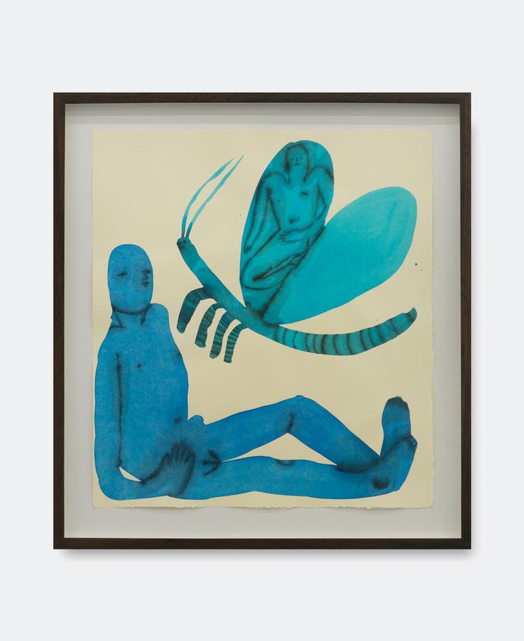  'Sexual Fantasy of a Human Butterfly' er titlen på denne akvarel af Emma Kohlmann, men det kunne også være hendes soloudstillings overskrift. Foto: V1 Gallery