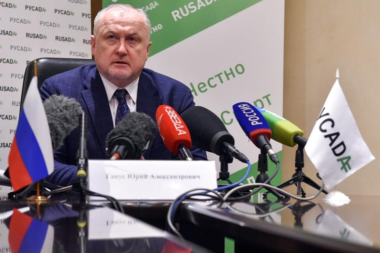 Efter Wada's beslutning afviklede Rusada i dag et pressemøde i Moskva, hvor direktøren Yury Ganus udtrykte tilfredshed med udfaldet.
   Foto: Vasily Maximov/Ritzau Scanpix