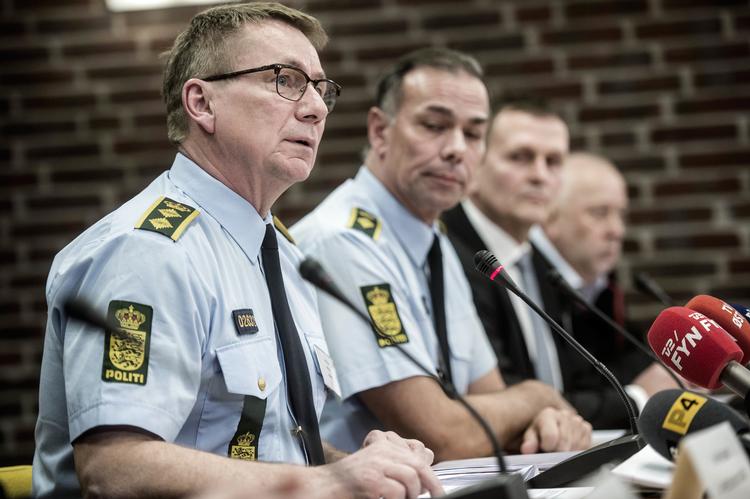 
    Fyns Politi informerer efter møde for passagererne ombord på det forulykkede tog, på pressemøde på Hotel Nyborg Strand. Foto: Tim K. Jensen/Ritzau Scanpix