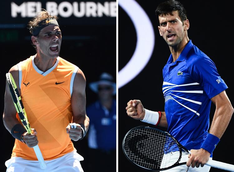 Søndag finder den helt store ketsjerduel sted i Melbourne, når Djokovic og Nadal tørner sammen i finalen i Australian Open. Foto: Jewel Samad/Ritzau Scanpix