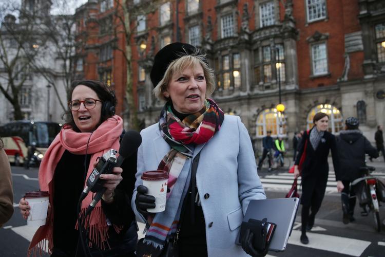 Konservative Anna Soubry er blevet et hadeobjekt blandt brexiteers som Based Amy, der kalder Soubry en skamplet på demokratiet. (Photo by Daniel LEAL-OLIVAS / AFP) Foto: Daniel Leal-olivas/Ritzau Scanpix