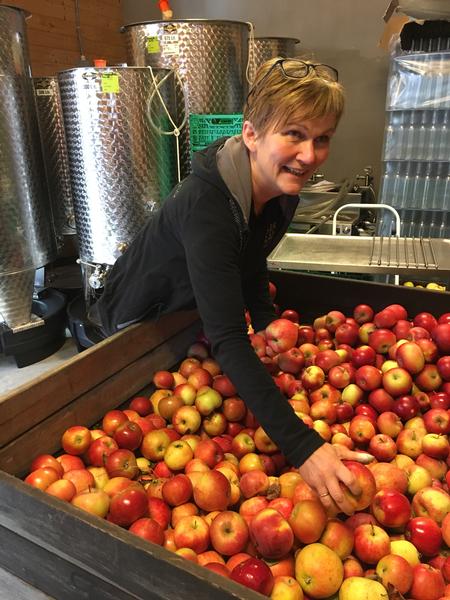 Gro Ugleness har giftet sig ind i en farmerfamilie og tager sig entusiastisk af både turistbesøg og frokostanretninger. Og fårene. Foto: Susser Feit
