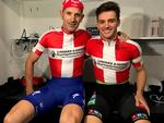 Michael Mørkøv (.tv.) er klar til att indvie sin 18-årige makker Oliver Wulff Frederiksen i seksdagesløbenes mysterier. Foto: CyclingWorld.dk 