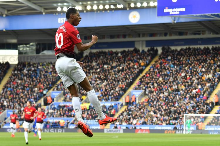 Marcus Rashford scorede i sin ligakmap nummer 100. Det var den unge angribers 6. mål under den nye manager.  Foto: Ben Stansall/Ritzau Scanpix