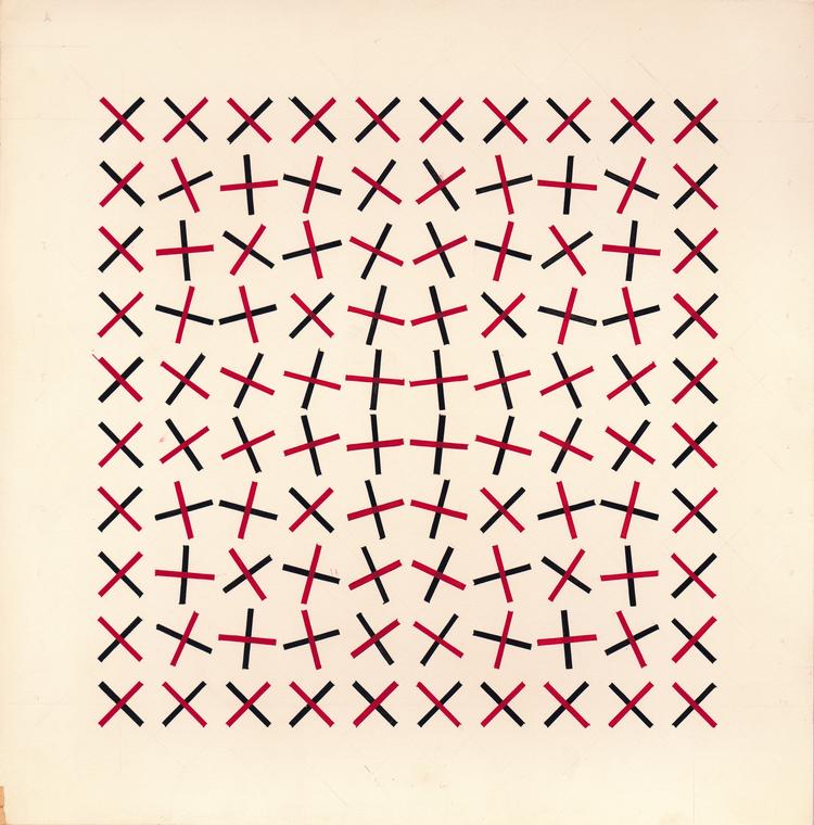 Rotation in Red and Black af Julio Le Parc (Argentina, født 1928) , 1959. Gouache på pap. 19 1/2 × 19 1/2 in. (49.5 × 49.5 cm) Foto: The Metropolitan Museum of Art, © Julio Le Parc)