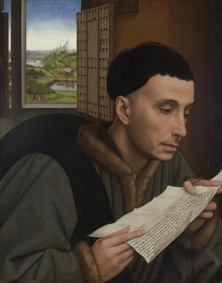 Kunsthistoriker Christopher Wright hævder, at Rogier van der Weyden-maleri på National Gallery i London er en forfalskning.  Foto: Workshop of Rogier van der Weyden