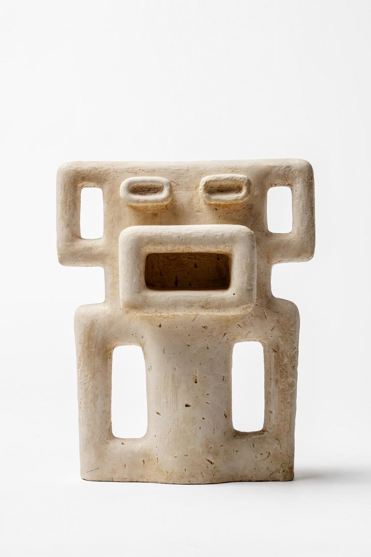 KRIGEN KOMMER. Inspireret af både den politiske situation og præcolumbiansk kunst udførte Sonja Ferlov ’Maske (Krigens udbrud)’ i 1939. Pressefoto Museum Jorn, Silkeborg 